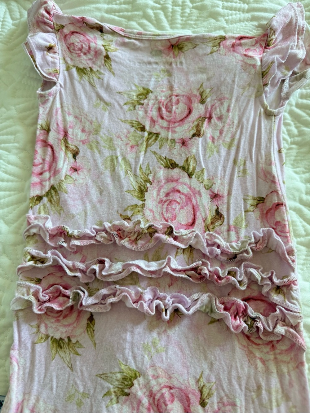 Bums & Roses Pink Floral Ruffle One-Piece Bodysuit - Picture 2 of 3